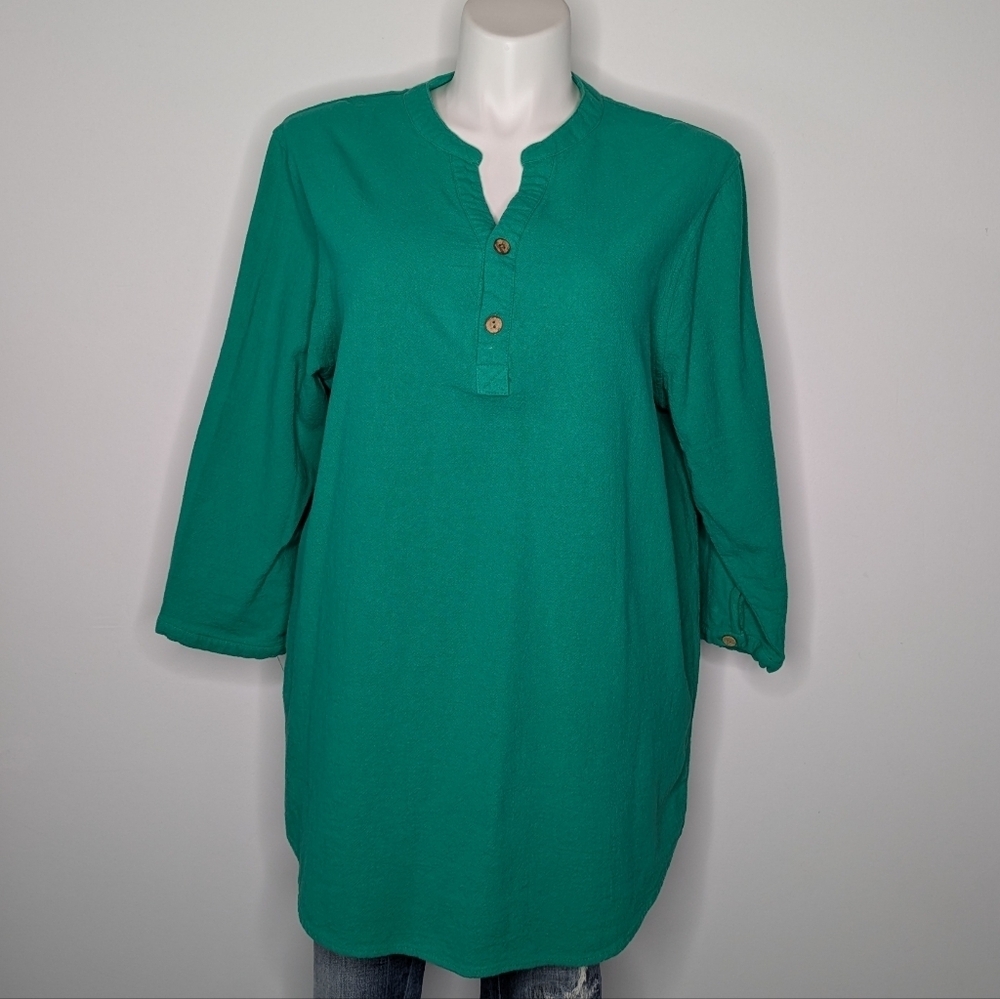 Vintage KS Island Green Cotton Top XLT